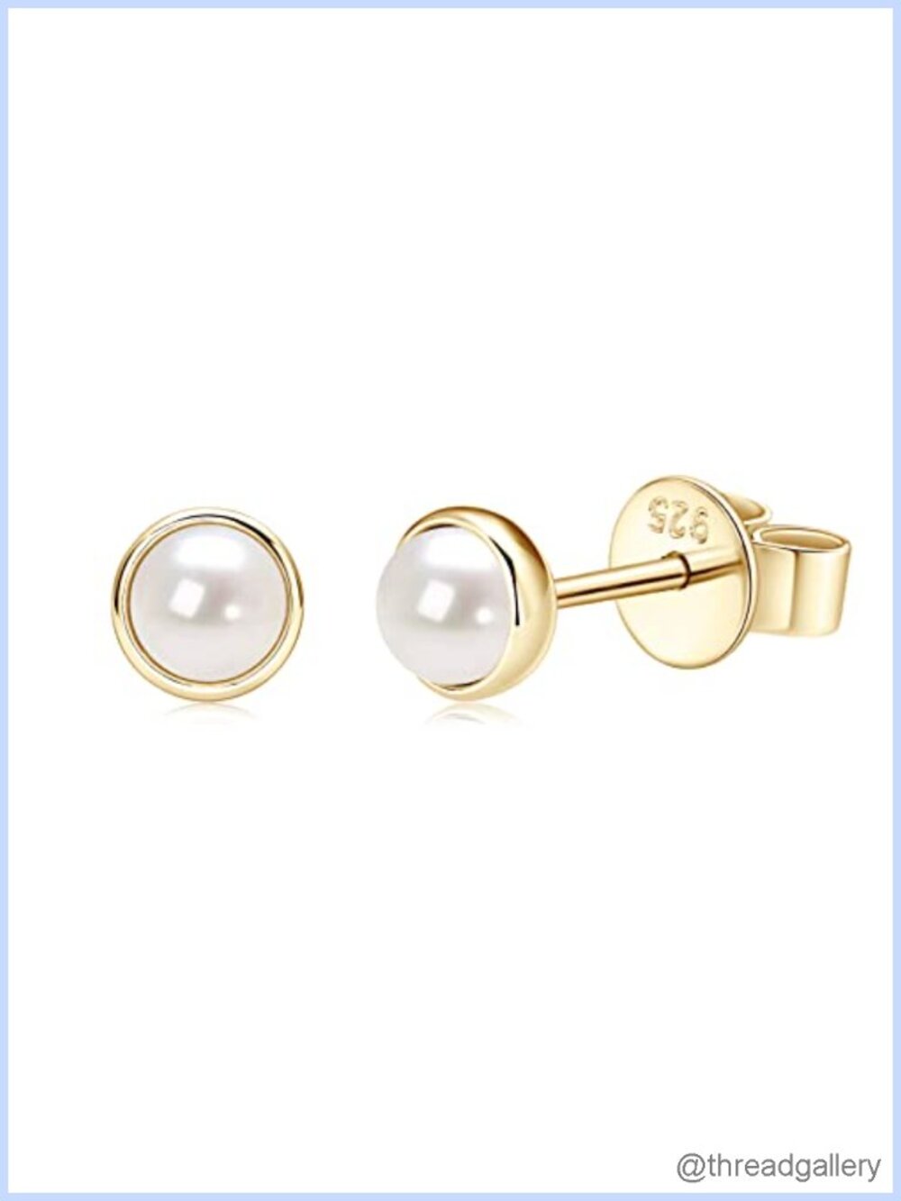 14K Gold Plated Freshwater Pearl Stud Earrings 925 Sterling Silver